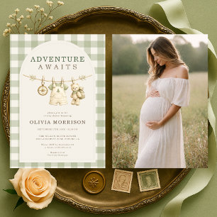 Bosavontuur wacht Foto Baby Shower Kaart