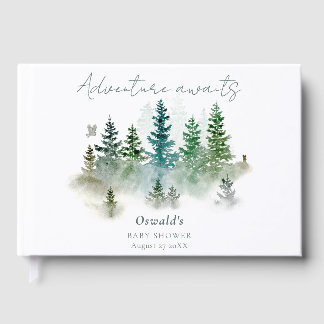 Bosavontuur wacht Watercolor Baby Shower Gastenboek