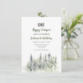 Bosavontuurcampagne 1e verjaardagsuitnodiging kaart (Staand voorkant)