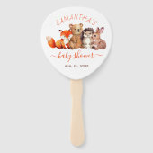 Bosbabbyshower Aquarel Dieren Rood Schrift Handwaaier (Voorkant)