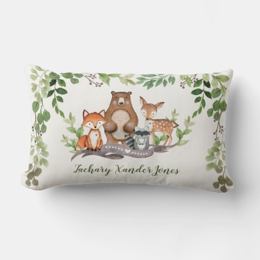 Bosbaby Dieren Groene Kamerdecoratie Kussen (Voorkant)