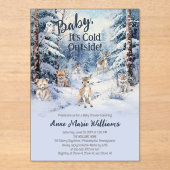 Bosbaby Dieren Winter Jongens Baby Shower Acryl Uitnodigingen (Voorkant)