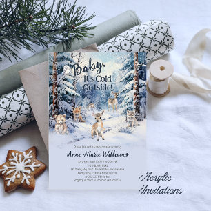 Bosbaby Dieren Winter Jongens Baby Shower Acryl Uitnodigingen