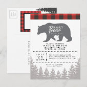 Bosbabybeer | Rustieke Houthakker Baby Shower Uitnodiging Briefkaart (Voorkant / Achterkant)