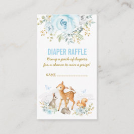 Bosbabyfeest blauwe bloemrijke luierloterij informatiekaartje