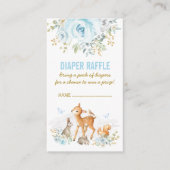 Bosbabyfeest blauwe bloemrijke luierloterij informatiekaartje (Voorkant)