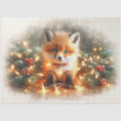 Bosbabyvos in kerstlichtjes decoupage tissuepapier (Voorkant)