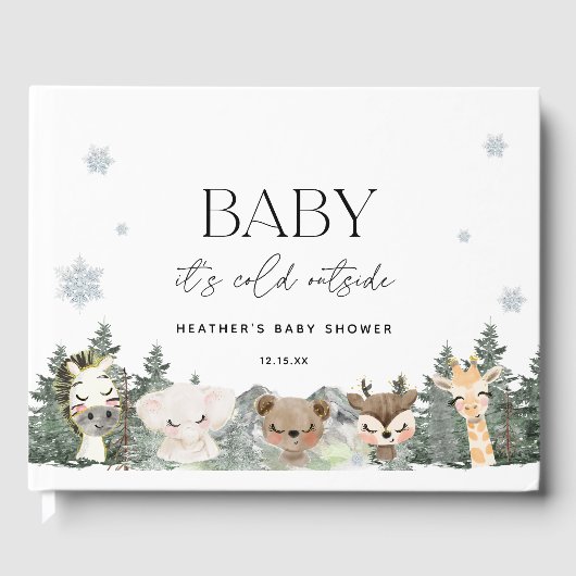 Bosbebe 'Het is koud buiten' Baby Shower Gastenboek (Voorkant)