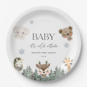 Bosbebe Het is koud buiten Baby Shower Papieren Bordje (Voorkant)
