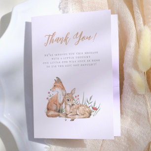 Bosbeboste dieren  Baby shower Bedankkaart