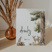 Bosbeboste dieren Baby shower Drinken Reclamebord Met Voetstuk