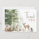 Bosbeboste dieren Baby shower plat Bedankkaart (Voorkant)