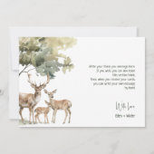 Bosbeboste dieren Baby shower plat Bedankkaart (Achterkant)