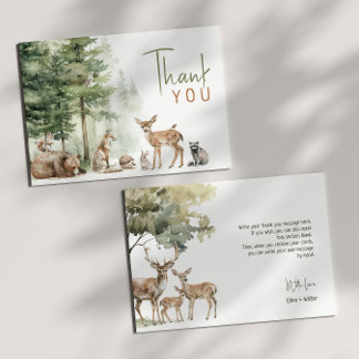 Bosbeboste dieren Baby shower plat Bedankkaart