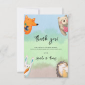 Bosbeboste dieren - dank u baby shower bedankkaart (Voorkant)