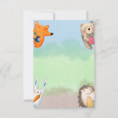 Bosbeboste dieren - dank u baby shower bedankkaart (Achterkant)