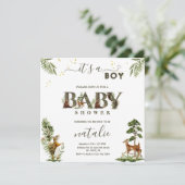 Bosbeboste dieren groen baby jongen douche kaart (Staand voorkant)