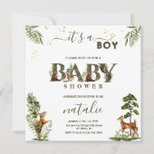 Bosbeboste dieren groen baby jongen douche kaart (Voorkant)