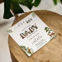 Bosbeboste dieren groen baby jongen douche