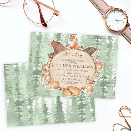 Bosbeboste dieren jongen baby shower uitnodiging