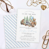 Bosbeboste dieren jongen baby shower uitnodiging
