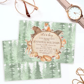 Bosbeboste dieren jongen baby shower uitnodiging