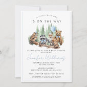 Bosbeboste dieren jongen baby shower uitnodiging (Voorkant)