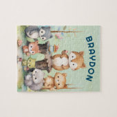Bosbeboste dieren Kinder gepersonaliseerd Legpuzzel (Horizontaal)