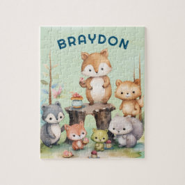 Bosbeboste dieren Kinder gepersonaliseerd Legpuzzel