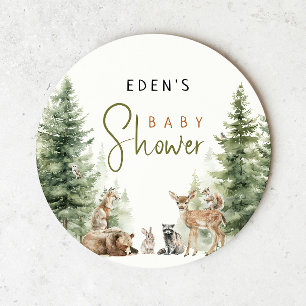 Bosbeboste dieren Schattige Baby shower Ronde Kartonnen Onderzetter