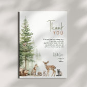 Bosbeboste dieren verticaal Baby shower plat Bedankkaart