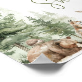 Bosbeboste dieren welkom Baby shower teken Poster (Hoek)