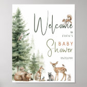 Bosbeboste dieren welkom Baby shower teken Poster (Voorkant)