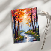 Bosbeek Herfstbladschildering Aquarel Kaart