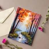 Bosbeek Herfstbladschildering Aquarel Kaart