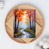 Bosbeek Herfstbladschildering Aquarel Kaart