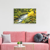 Bosbeek met Gele Wilde Bloemen Canvas Afdruk (Insitu (Woonkamer))