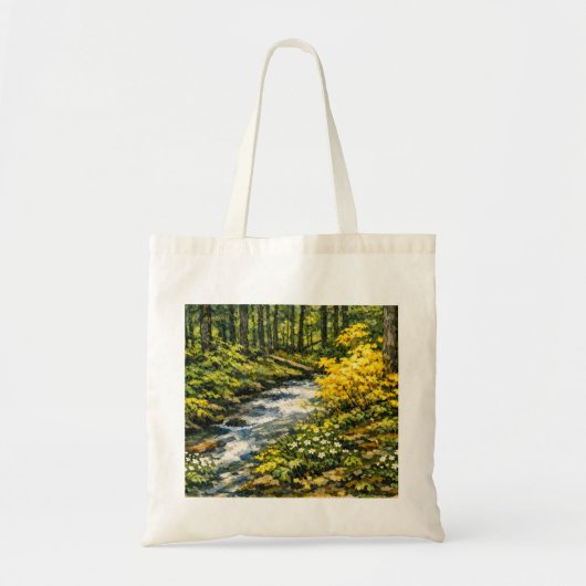 Bosbeek met Gele Wilde Bloemen Tote Bag (Voorkant)