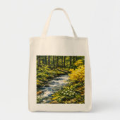 Bosbeek met Gele Wilde Bloemen Tote Bag (Voorkant)