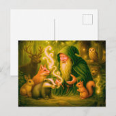 Bosbeeld spreekt met dieren in olie feestdagenkaart (Voorkant / Achterkant)