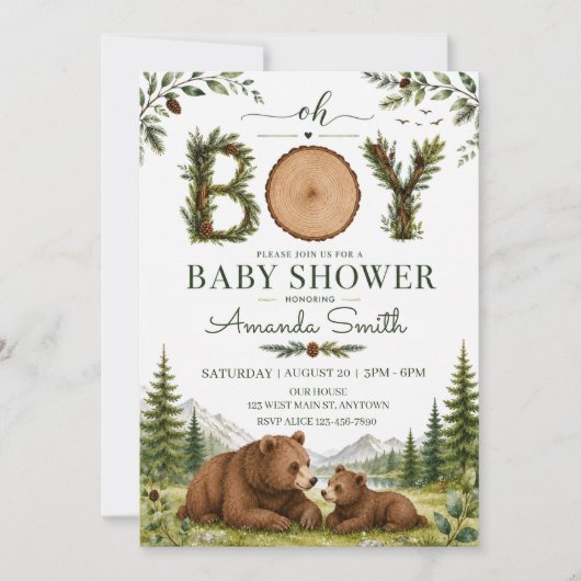Bosbeer Baby Shower Kaart (Voorkant)