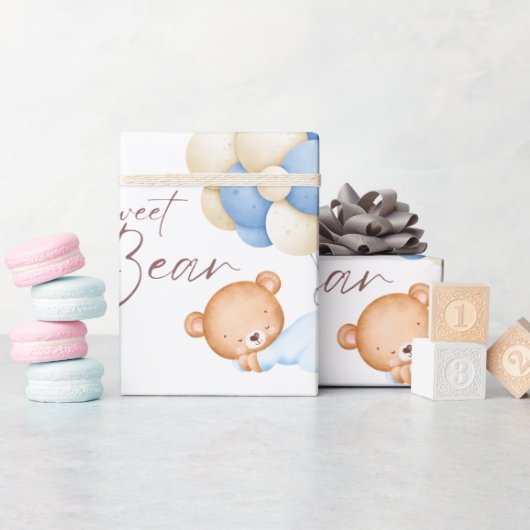 Bosbeer Jongen 1e Verjaardagsfeestje Pastel Cadeaupapier (Baby Shower)