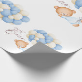 Bosbeer Jongen 1e Verjaardagsfeestje Pastel Cadeaupapier (Hoek)