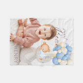 Bosbeer Jongen 1e Verjaardagsfeestje Pastel Foto Fleece Deken (Voorkant (Horizontaal))