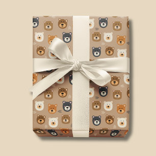 Bosbeer schattige kinderen cadeaupapier
