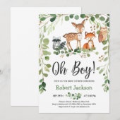 Bosbeesten oh boy baby shower kaart (Voorkant / Achterkant)