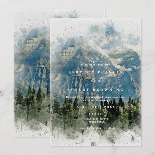 bosberg rustige moderne huwelijksuitnodiging kaart (Voorkant / Achterkant)