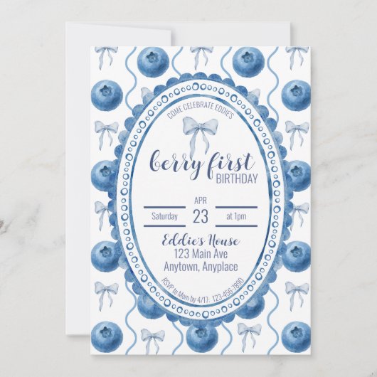 Bosbes Baby's Eerste Verjaardagsfeestje Kaart (Voorkant)