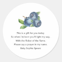 Bosbes babyshower - Etiket voor gebedskaars