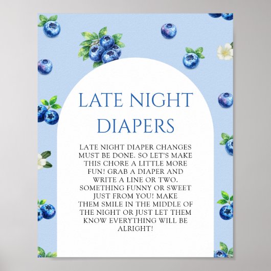 Bosbes babyshower late-night luiers poster (Voorkant)